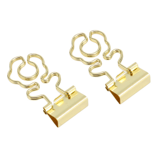 100 stk. Mini Binder Clips Blomsterform Stærk Klemmekraft Metal Lang Hale Clips Kontorartikler Guld