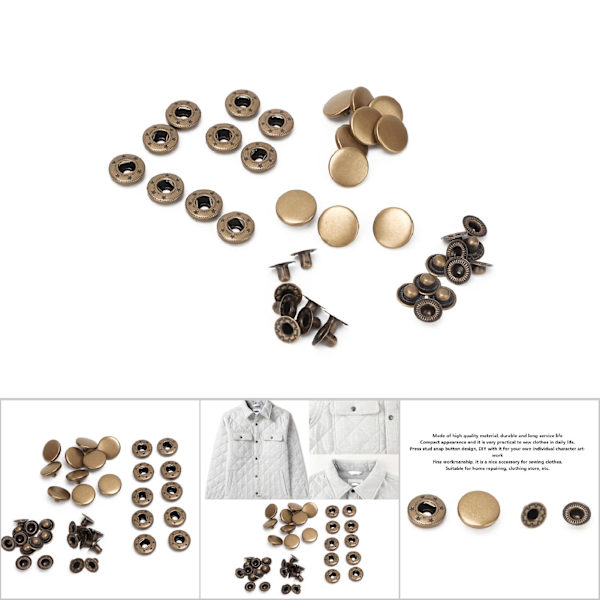 10 stk 15 mm metal trykknapper med trykknapper, tøjtilbehør #1