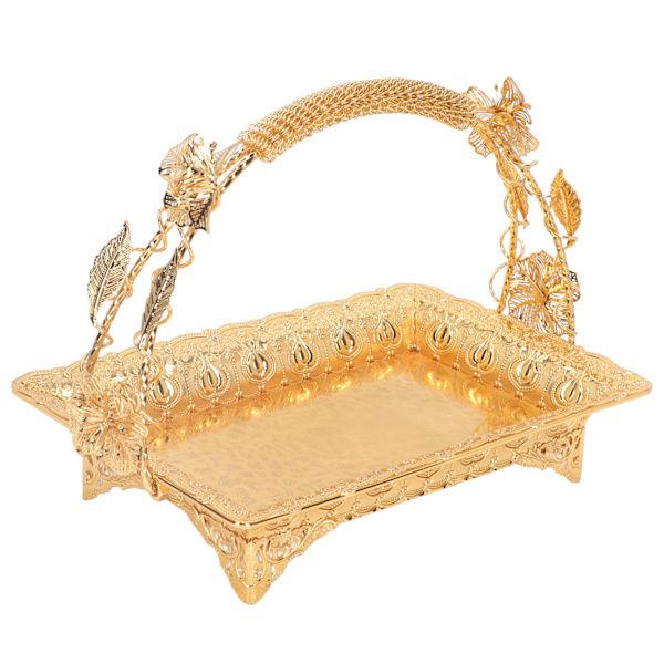 Kaffe serveringsbakke vintage stil guld farve robust zinklegering elegant metal serveringsbakke til hjem bar cafe