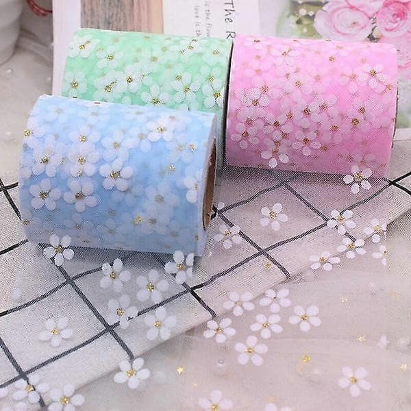 5 Yards/rull 6cm Blomstret Tyll Daisy Bånd Rull DIY Dekorasjon pink