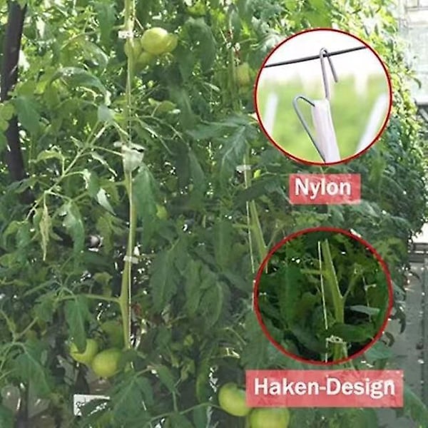 Tomatkrokar, 10 Stycken Trädgård Tomatkrok, Metall Tomatrepskrokar med Växtögla och Rep, Tomatkrokar Lämpliga för Växter Grönsaker Frukt