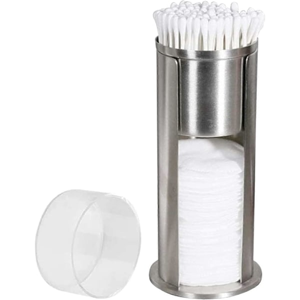 Makeup Vatrondel Organizer, Vatrondeldispenserholder i rustfrit stål Kosmetisk Opbevaringsboks med låg Makeup Opbevaringsboks, 2 lag