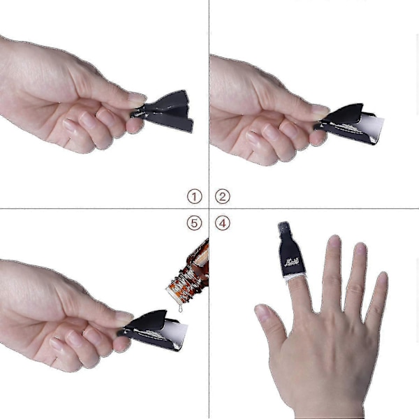 Professionelle Plastik Akryl Neglekunst Polish Remover Clips UV Gel Wrap Rengøring Soak Off Hætte Clips, sort