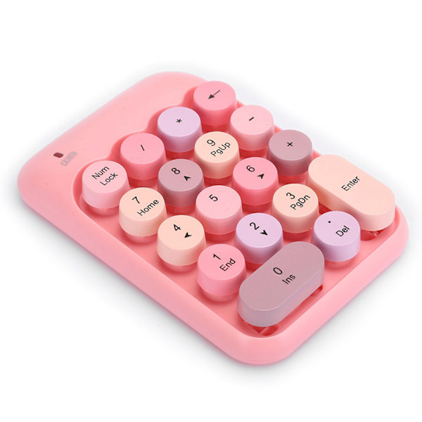 Mini 2.4G trådløst numerisk tastatur Vintage farverigt rund hætte Num-tastatur Vandtæt 18-taster til finansielt regnskab