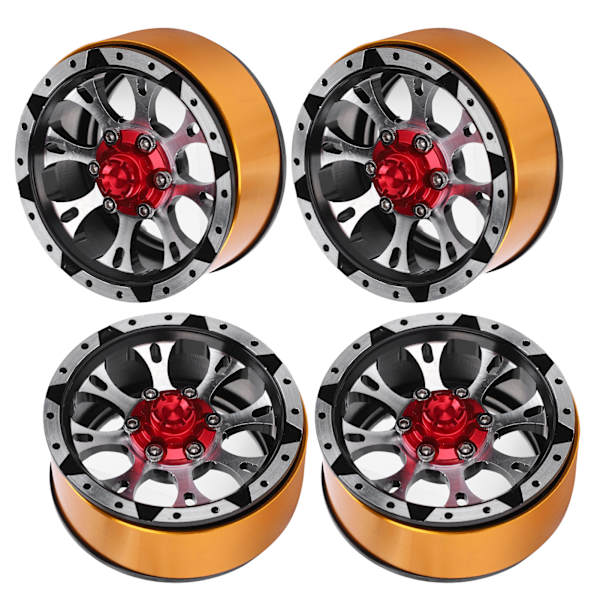 4 st 1,7 tum RC metallfälgar med dekorativ skivbroms för SCX10 II /TRX4 1/10 RC bil