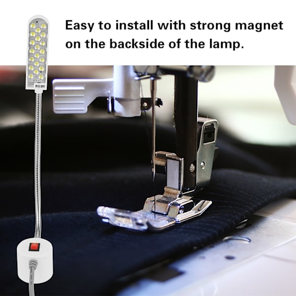 Säädettävä magneettipohjainen LED-valo ompelukoneelle - EU-pistoke (110V-220V)