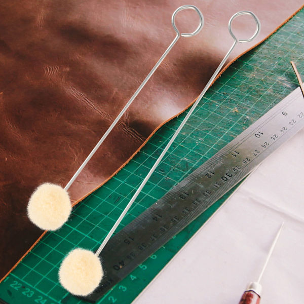 50 stk Ull Daubers Ball Brush DIY Lær Craft Dyeing Applikator med metallhåndtak