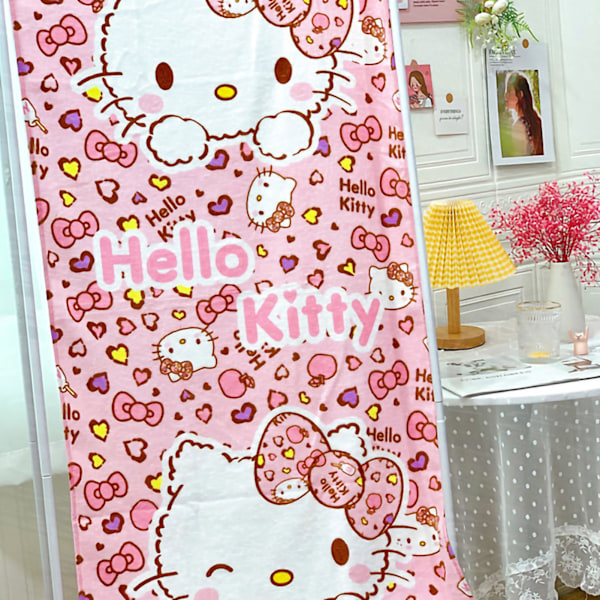 Barn Cartoon Badhandduk Söta Cartoon Karaktär Tryck Mjuk Färgfast Bomull Strandhandduk för Småbarn Rosa Leopard Tryck Katt 47.2 X 23.6in