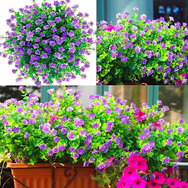Set med 15 buketter konstgjorda blommor för utomhusbruk - UV-beständiga