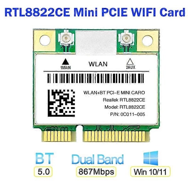 RTL8822CE WiFi-kort+Antenn 1200Mbps 2.4G+5Ghz 802.11AC Nätverk