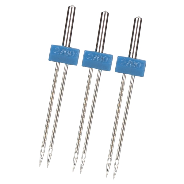 3 stk. dobbelte nåle i rustfrit stål til syning og hækling af sting - 2 mm - 3 stk./pose