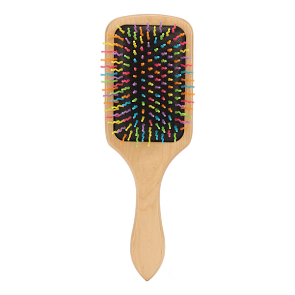 Air Cushion Comb with Colorful Teeth Wooden Handle Massage Hair Brush Detangling Styling Comb