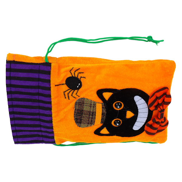 Halloween Burlap Gaveposer Græskar Spøgelse Festival Candy Syning Uld NonWoven Opbevaringspose (Sort Kat)