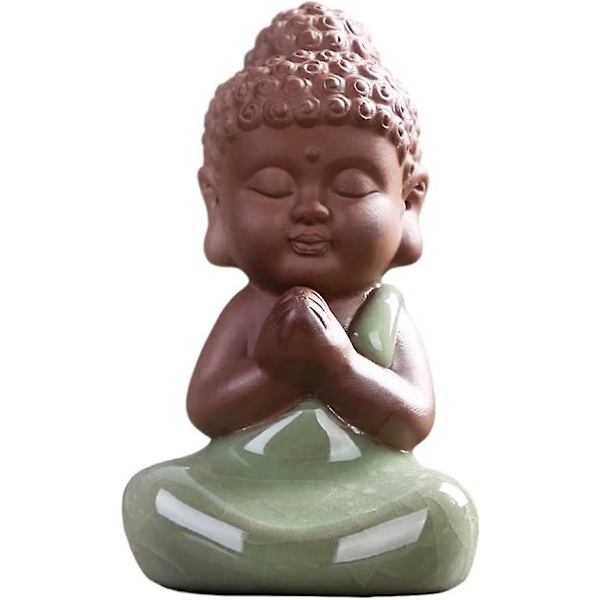 Söt keramisk Baby Buddha munkfigur - Fredlig Zen-dekor för hemmet