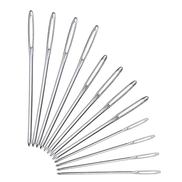 12 Pieces Blunt Needles, Large Eye Needles, Steel Knitting Needles, Sewing Tools with Clear Bottle, 3 Sizes