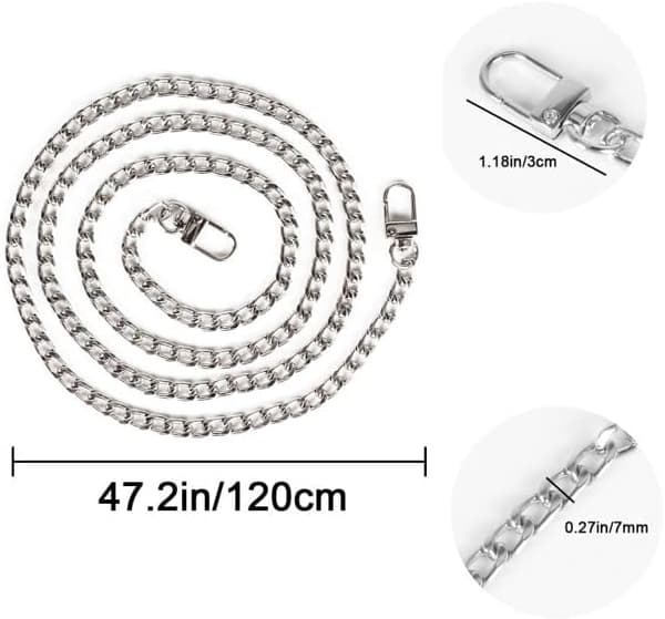 Silver Väskkedja 120cm Metall Ersättningskedja för