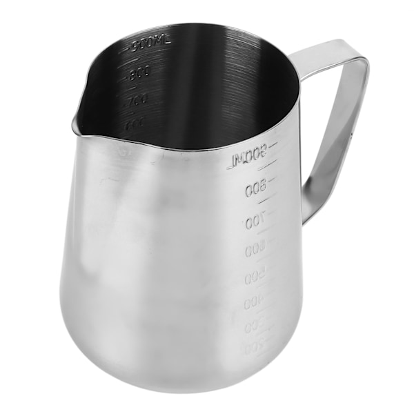 Mælkeskummerkande i rustfrit stål, skummekrukke, blandebeholder, kande med skala til kaffedrikke, 900 ml
