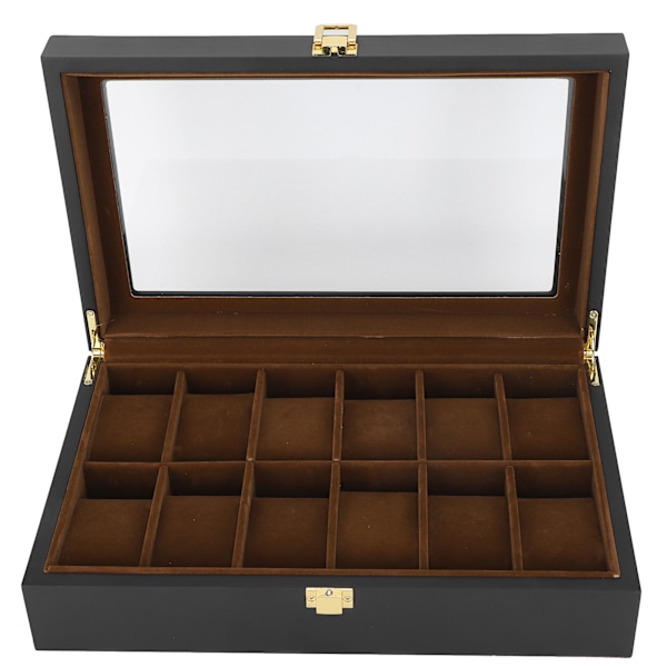 Klocklåda i trä med 12 fack för förvaring och presentation - enkel, klassisk, vintage organizer
