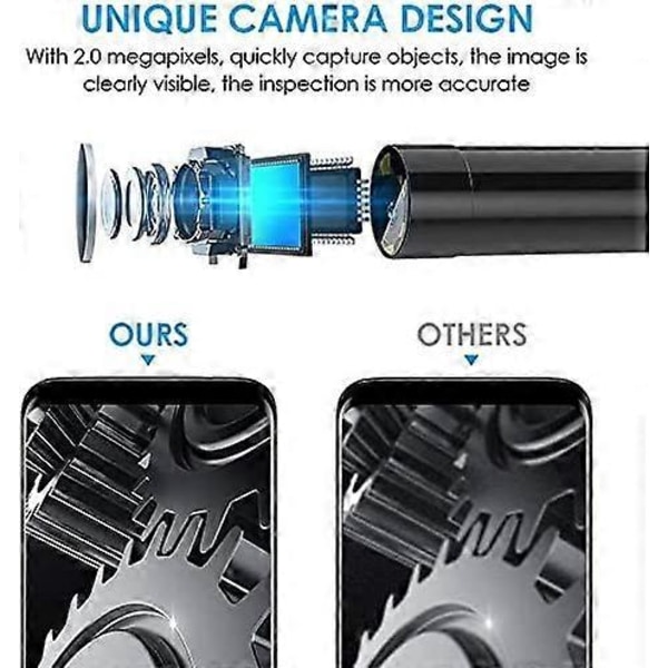 USB Orminspektionskamera, 2.0 MP IP67 Vattentät USB C Borrskop, Typ-C Skopkamera med 8 Justerbara LED-lampor för Android, PC