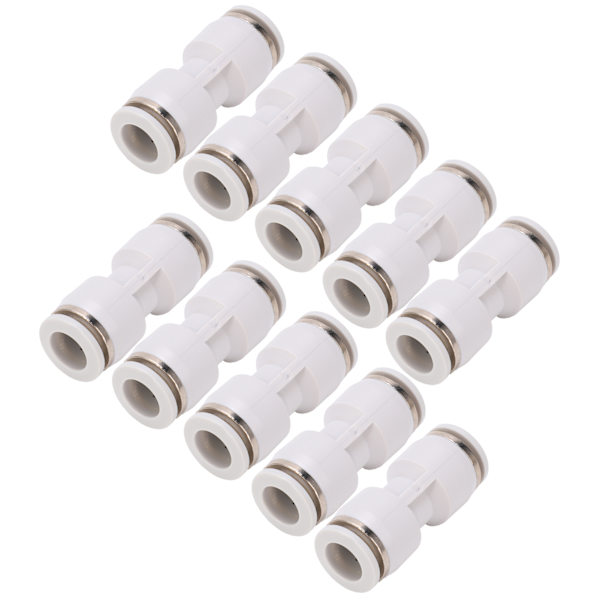 10 stk. lige trykforbindelser luftslange hurtigudløsning pneumatiske rør fittings hvid PU-10