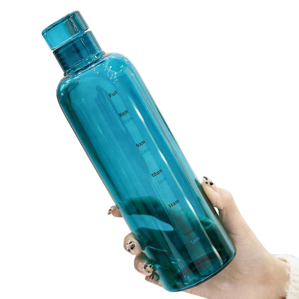 500 ml lekkasjesikker tidsskalatrykk gjennomsiktig høy borosilikat tetøy-vannflaske for kontor (blå)