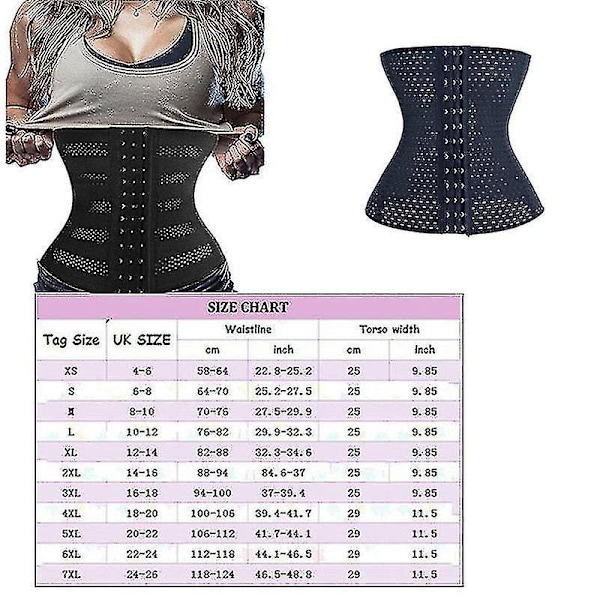 Skulpturerende midjeinnstrammer for kvinner - Pustende shapewear for å forme og flate magen XXL Svart