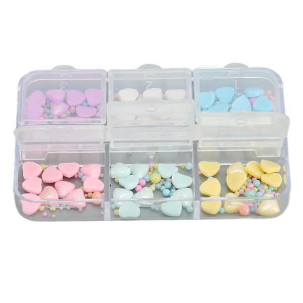 1 boks Hjerte Nail Art Decor Portable Safe Resin DIY Nail Art Ornament for Home Nail Salon