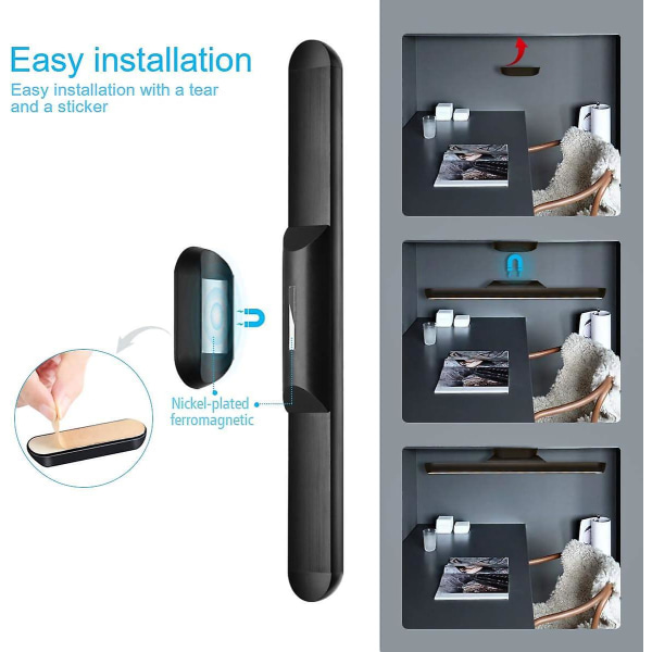 Fjärrkontroll Magnetisk spegellampa med USB uppladdningsbart batteri - Dimbar 5W LED-nattlampa för garderob och rum