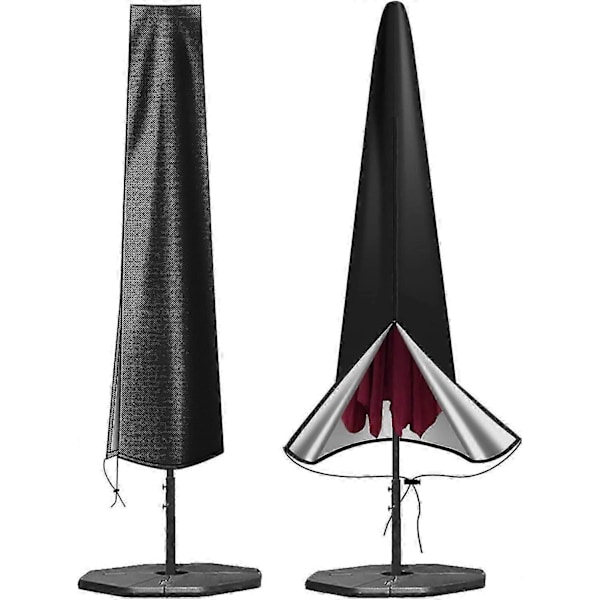 Parasolbetræk Vandtæt 600D Oxford Stof Haveparasolbetræk med Lynlås (190 * 30 * 50cm), til Udendørs Parasol (Sort)_SZXM