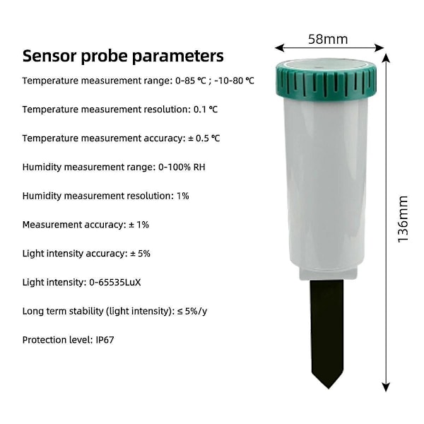 Zigbee Smart 4 i 1 Jordtester Sollys/Temp/Fuktighetsmåler Jordfuktighetssensor Fjernkontroll M-B10