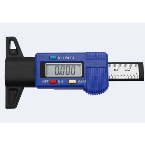 Digitaalinen renkaan kulutuspinnan syvyysmittari 0-25 mm autoille, moottoripyörille, kuorma-autoille - Metrinen/tuuman LCD-näyttö