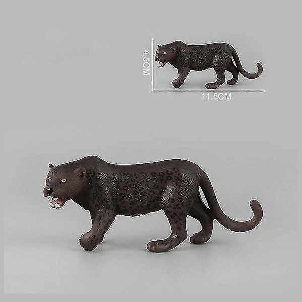 Solid Svart Panter Safari Modell Simulering Leopard Djurmodell Ornament, Ryande Stor Leopard, 11.5*4.5cm