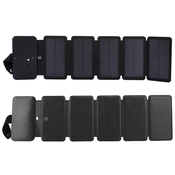 Udendørs foldbart USB solpanel mobilbank smartphone strømforsyning oplader sort
