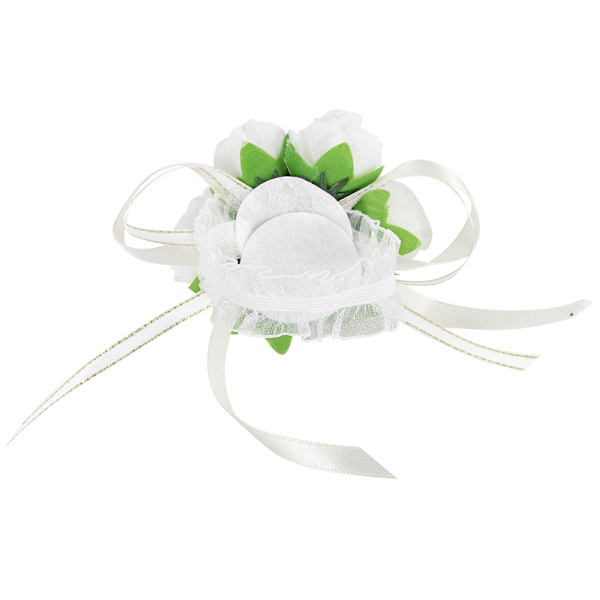 2 stk. smukke håndblomster brudepige håndledsbuketter bryllupsdekorationer perle satin (hvid)