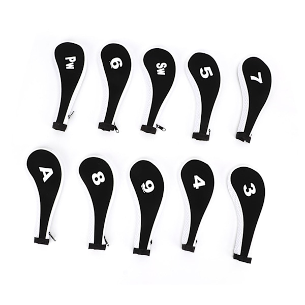 10 Pcs Golf Iron Head Cover Set with Zipper Golf Club Headcovers Fits Most Clubs Protective Golf Head Covers White