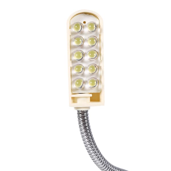 Symaskinslampa med svanhals, magnetisk bas, strömbrytare, flexibel montering (10 LED)