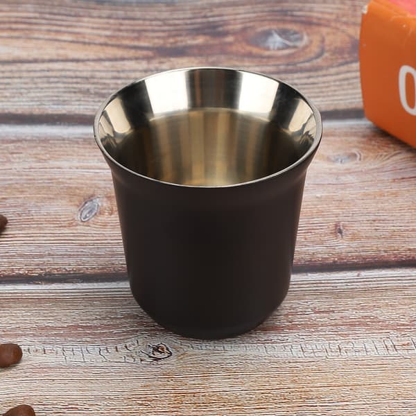 304 Rustfrit Stål Varmeisoleret Dobbeltlags Kaffekop Krus til Hjemmekaffebar Mat Sort