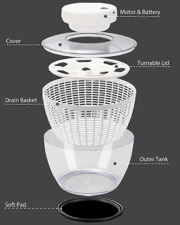 Electric Salad Spinner, 4.5L Salad Spinner, Rechargeable Large Salad Spinner