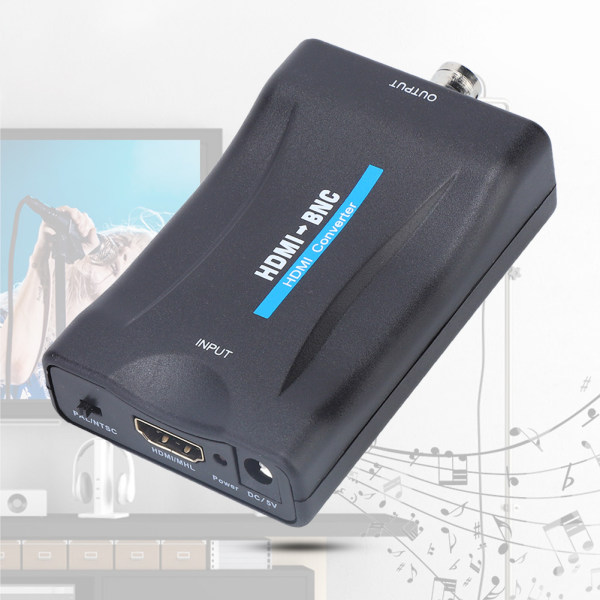 HDMI til BNC Composite Video og 3,5 mm Audio Signal Converter Adapter 480i 576i Understøtter NTSC / PAL