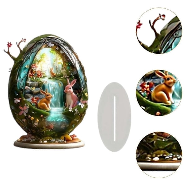 2D Påskehare Egg Dekorasjon Høytid for Stue Spisestue Bokylle Stil G
