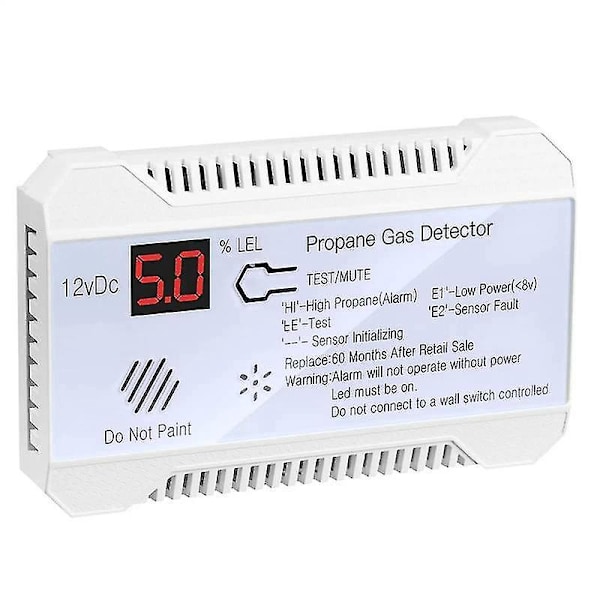 Propandetektor 12V LPG Naturgassensor Lækagealarm 85DB Sirene kompatibel med Bil RV Hjem Digital Propan T-B5