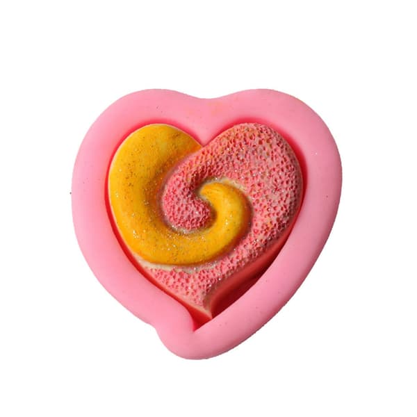 Spiral Kærlighedshjerte Kage Bageform Cookie Chokolade Sukkerpasta Lys Sæbe Silikoneform Bageudstyr