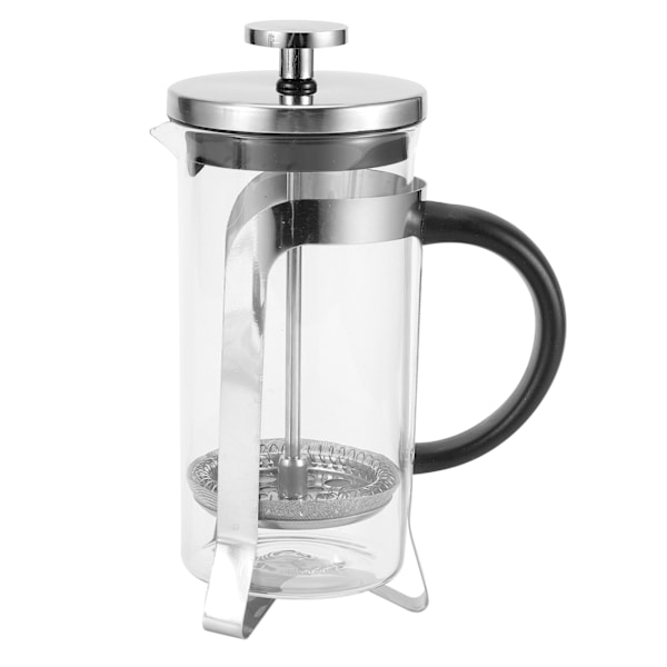 Kaffe- och tepress i glas med hög temperaturbeständighet, 350 ml, silver