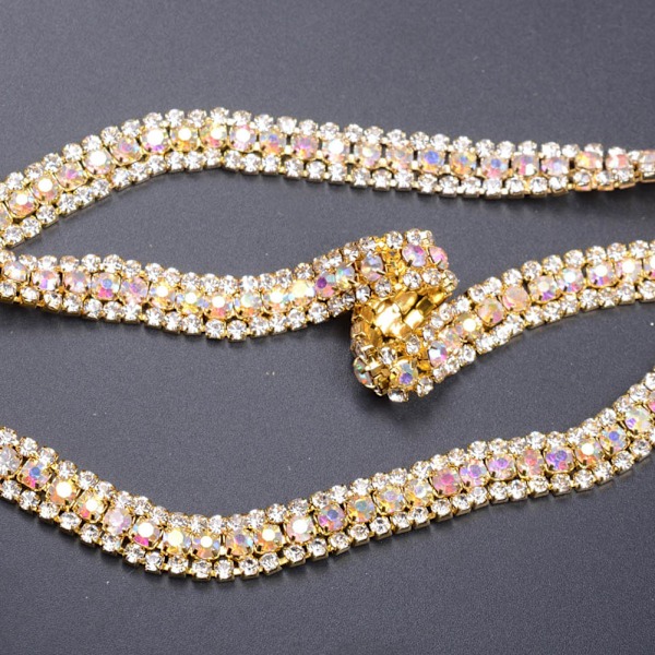 3 rader diamantnett wrap rull glitrende krystallrhinestonebånd bryllupskjoledekorasjon