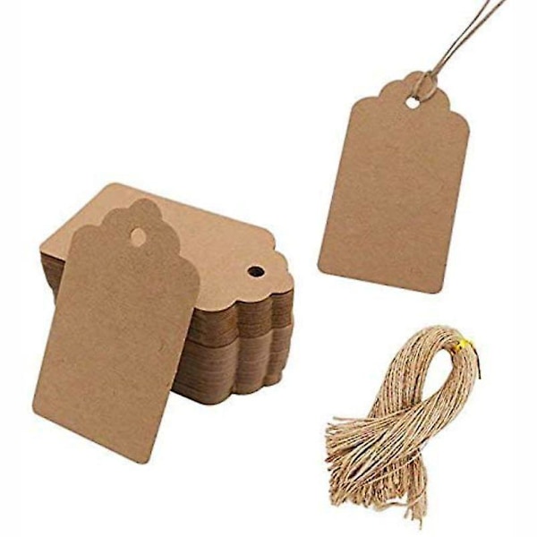 Kraftpapir Gavemerkelapper til Bryllup, 100 Stykker, Brun, Rektangulær Form