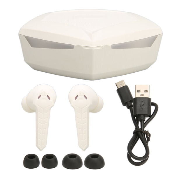 Bluetooth-pelikuulokkeet, stereo, matala viive, kaksi tilaa, langattomat kuulokkeet, sisäänrakennettu mikrofoni puhelimeen, kannettavaan tietokoneeseen, valkoinen