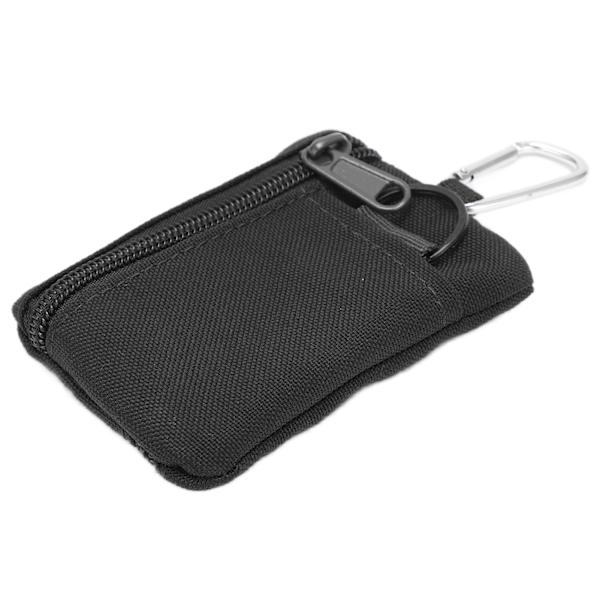 Utomhus EDC Molle-ficka Plånbok Mini Bärbar Nyckelkortfodral EDC-ficka Väska Myntväska med Karabinhake Svart