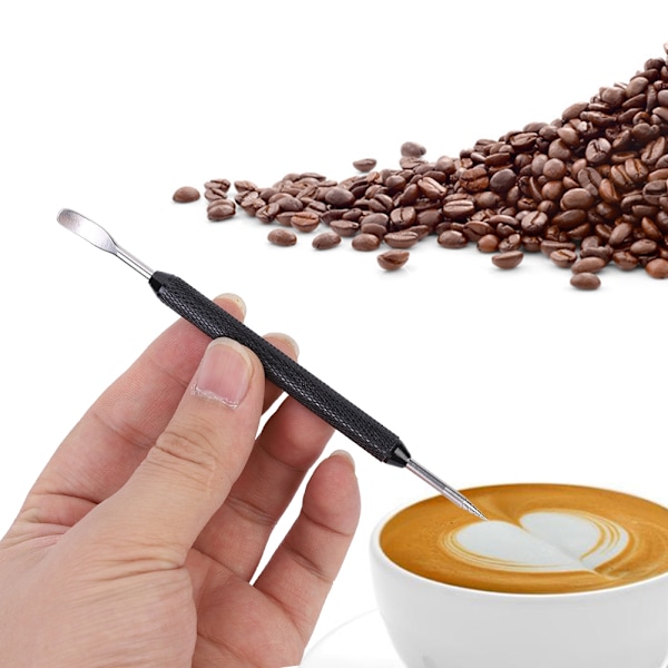 Rostfritt stål färg latte dra blomma nål kaffe konst penna DIY latte dekorationsverktyg svart
