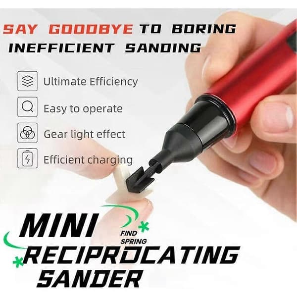 Mini Electric Reciprocating Sander, USB Charging with 3 Adjustable Speeds and 8 Sanding Heads, DIY Craft Tool