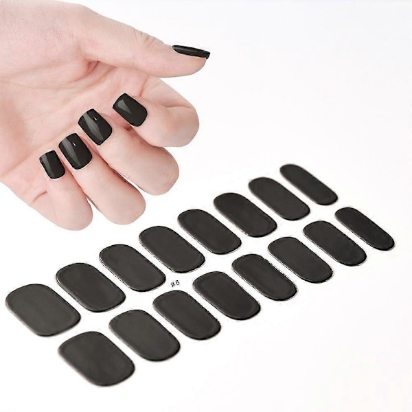 Franska Semi-Härdade Gel Nagelstickers 16 Tips Ren Färg Full Täckning UV Nagelpulver Hållbar Nagel Förlängningssticker NK-LTHP-008